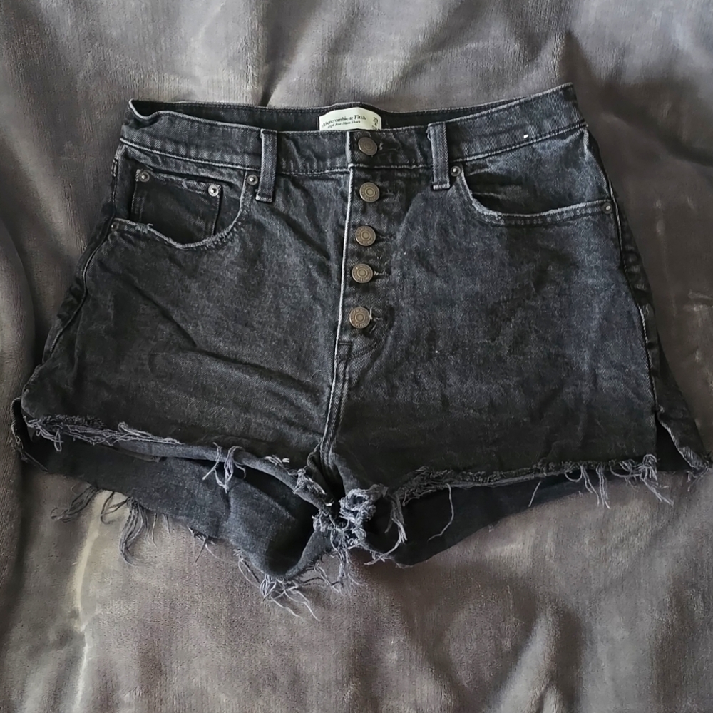 Abercrombie & Fitch High Rise Mom Shorts, black